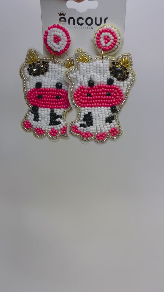 
                  
                    Load and play video in Gallery viewer, Cow beaded Earrings
                  
                